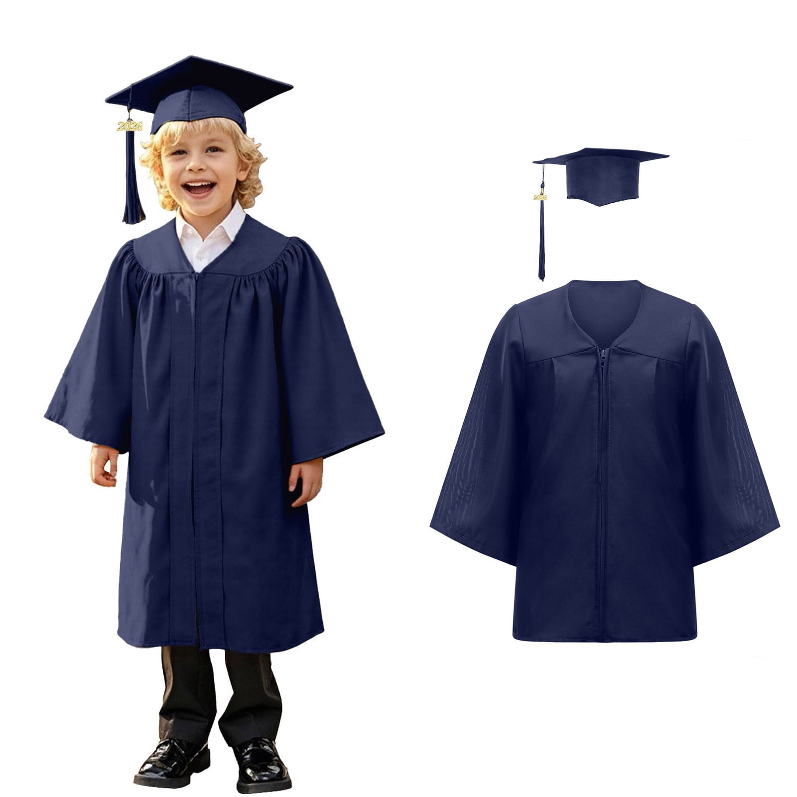 Kids Preschool Graduation Cap and Gown with Tassel and Gold Stole Blue ...