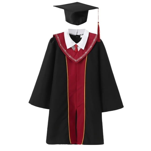Kids Preschool Graduation Gowns For Kids With Cap Black Cap And Gown Outfit Graduation Photography Outfit 14-15 Years Cute Boy Girl Clothing