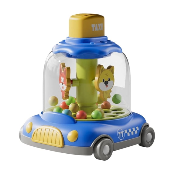 Kids Press and Spin Sliding Car Toy Blue, Hand-Eye Coordination Training, Early Educational Toy, Push to Slide, Parent-Child Interactive Play