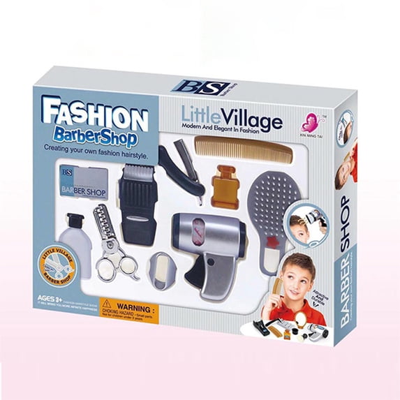 Kids Pretend Barber Shop Haircut Styling Kit, Boys Salon Hairdresser Role Play Toy, Top Christmas Birthday Holiday Gift, Hands-On Fine Motor Educational Toy for Toddler Boys Girls Ages 3+
