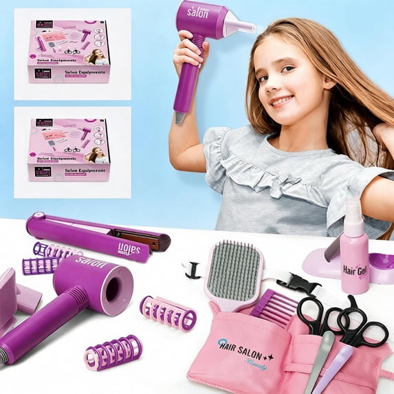 Kids Pretend Hair Salon Playset for Girls, Simulation Hair Stylist Toy Kit, Safe ABS Plastic Beauty Salon Role Play Toy, Educational Birthday Holiday Gift for Toddler Kids Ages 3+