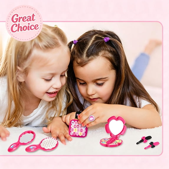 Kids Pretend Hair Salon Playset for Little Girls, Princess Beauty Styling Toy Kit, Safe ABS Plastic Dress Up Role Play Toy, Educational Birthday Christmas Gift for Toddler Girls Ages 3+