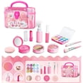 thumbnail image 1 of Kids Pretend Makeup Toy Set, Non-Toxic Fake Cosmetic Play Kit with Eyeshadow Blush Lipstick Brushes Storage Case, Simulation Beauty Styling Playset for Girls Birthday Party Dress Up Gifts, 1 of 6