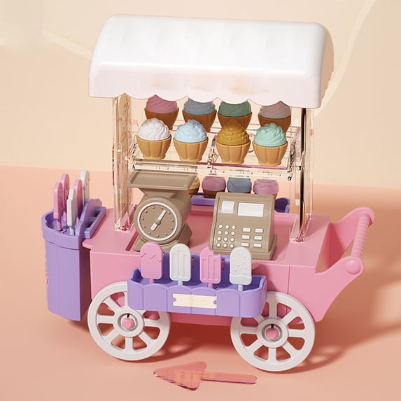 Kids Pretend Play Bakery Cart Toy with Play Bread, Cash Register, Weighing Scale, Mini Mobile Food Stand Playset, Educational Grocery Shop Role Play Toy for Toddlers Boys Girls Ages 3+ Birthday Gifts
