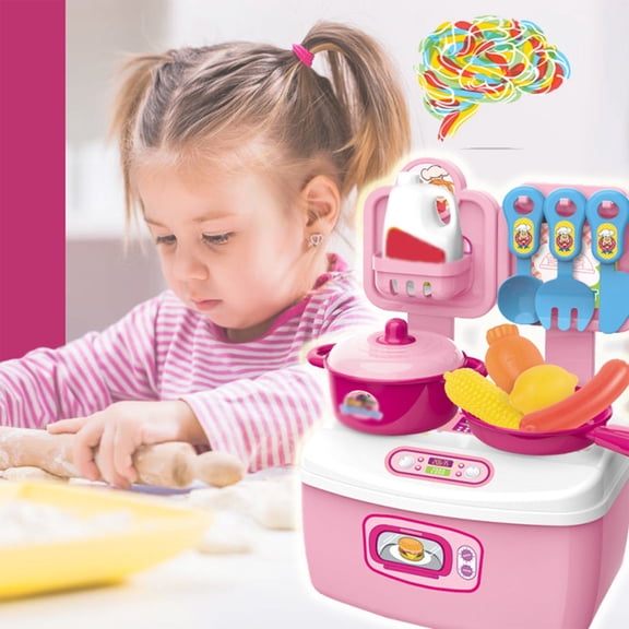 Kids Pretend Play Kitchen Cooking Toy Set, Toddler Mini Kitchen with Pots Pans Play Food Utensils Storage Box, Educational Imaginative Role Play, Birthday Gift for Boys Girls Ages 3 4 5 6 Years Old