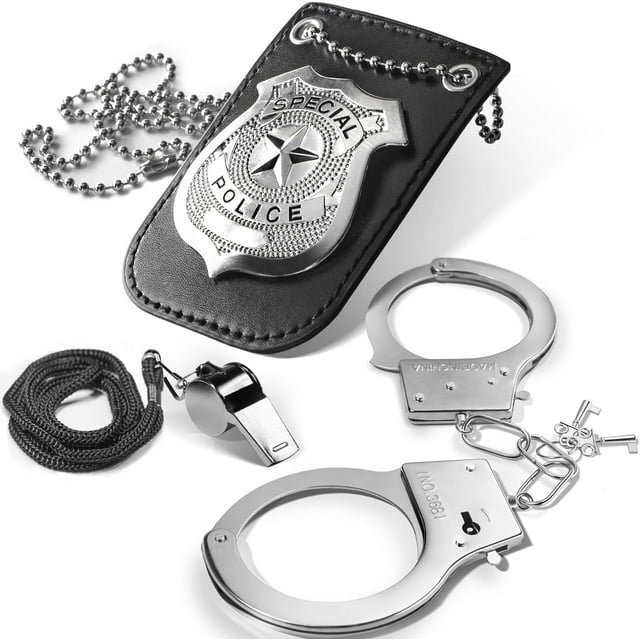 Kids Pretend Play Set Badge Handcuff Toy Whistle Costume Accessories