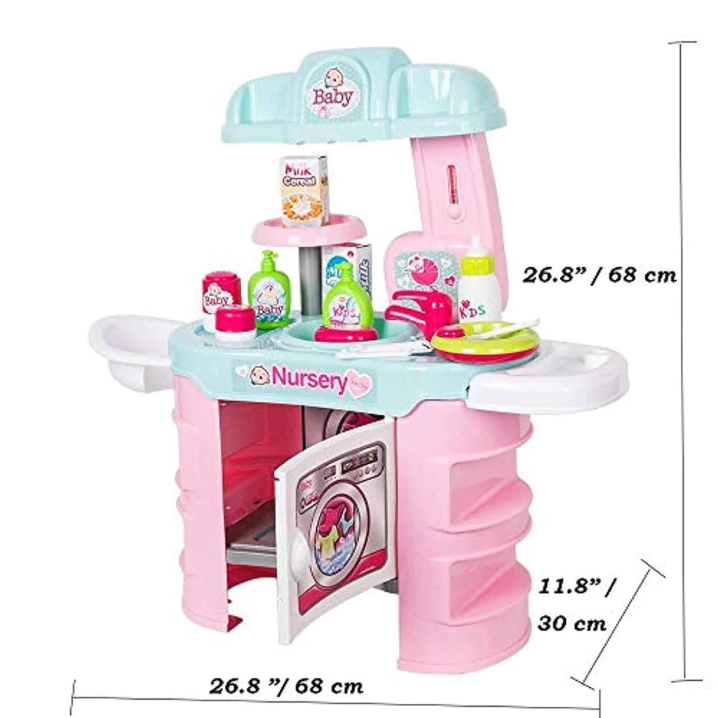 Kids Pretend Role Play Baby Doll Bath Table Nursery Care Playset Toy