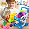 thumbnail image 1 of Kids Pretend Supermarket Shopping Cart Playset, Mini Grocery Trolley Toy, Plastic Market Role Play Toy, Educational Birthday Holiday Gift for Toddler Boys Girls Ages 3+, 1 of 7