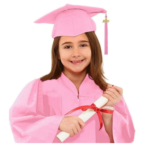Kids Primary School Graduation Cap And Gown Set Pink Cap And Gown With Tassel Graduation Ceremony Outfit 3-4 Years Formal Outfits
