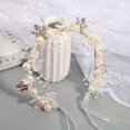 thumbnail image 1 of Kids Princess Crown,Adjustable Ribbon Lace-up Girls Headband,Elastic Non-slip Flower Leaves Faux Pearls Decor, 1 of 10