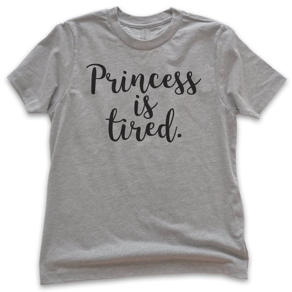Kids Princess Is Tired T-shirt, Youth Kids Girl T-Shirt, Cute Princess Shirt, Dark Heather Gray, X-Large