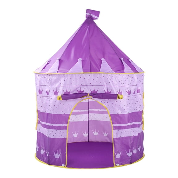 Kids Princess Tent, Purple Crown Foldable Castle Playhouse for Indoor Outdoor Pretend Play, Play Tent for Girls Boys