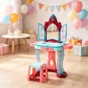 Kids Princess Vanity Set   Self-Opening Magic Mirror, Makeup Vanity Table for Pretend Play Activity 3-6Y