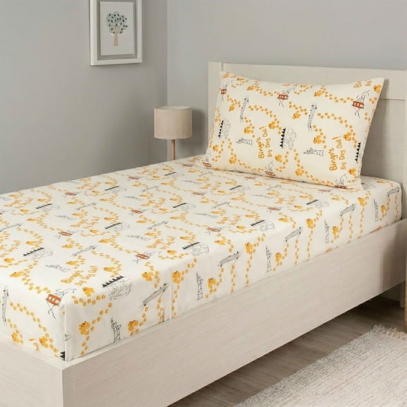 Top Cotton 2 Piece Twin Sheet Set, 100% Cotton Sheets with Deep Pockets, Kids Twin Fitted Sheet & Pillow Case, Breathable & Crisp Percale Weave (Bingo's Day)