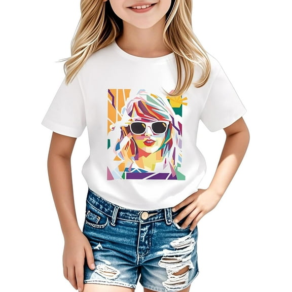 Kids' Printed T-Shirt Soft and Comfortable Crew Neck Short Sleeve Casual Style