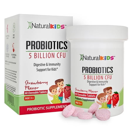 Kids Probiotics for Digestive Health & Immune Support – Children's Chewable Tablets, Strawberry Flavor
