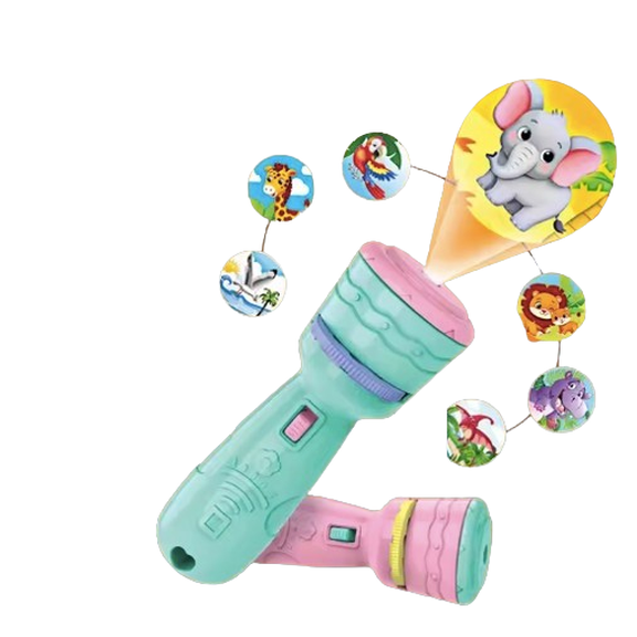 Kids Projector Flashlight with Rotating Animal Image Discs, Pink