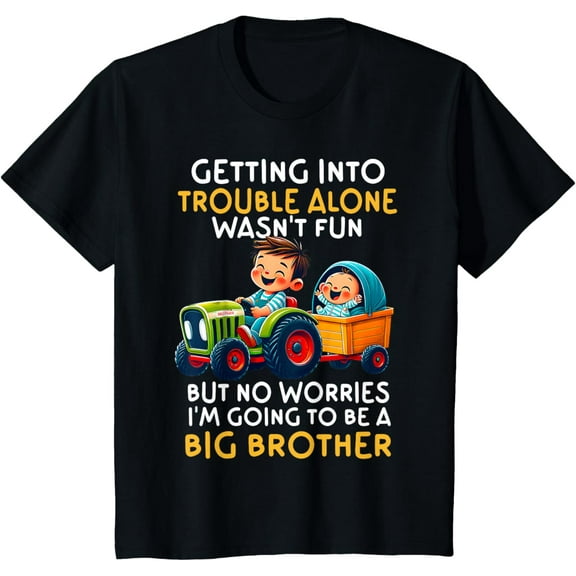 Kids Promoted to Big brother 2025 Funny Tractor Boys Big Brother T-Shirt