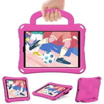 Kids Proof Case for Apple 10.2-Inch iPad 9th/8th/7th Generation 2021 2020 2019 - Shockproof EVA Plastic Hard Case with Sturdy Stand /Handle, Portable Lihtweight Cute Football Kid-Friendly Cover (Rose)