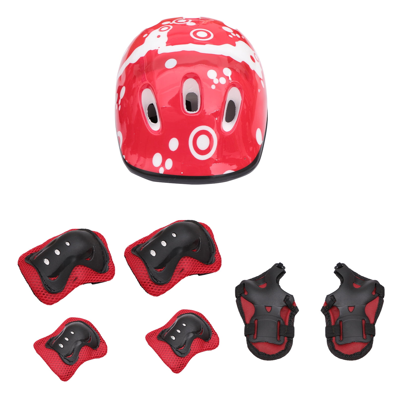 Children's Protective Gear Set Skate Helmet Elbow Wrist Knee Pads For  Scooter Bike Scooter (set Of 7 - Red)