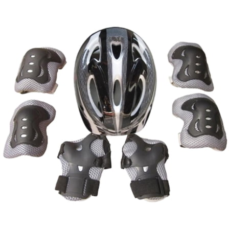 Kids Protective Gear Set - 2 Knee Pads + 2 Elbow Pads + 2 Wrist Guards + 1 Helmet - for Skateboard Scooter Bike Cycling Skiting, for Boys Girls Ages 3-9, Kids Helmet and Pads Set, Sport Gear, Black