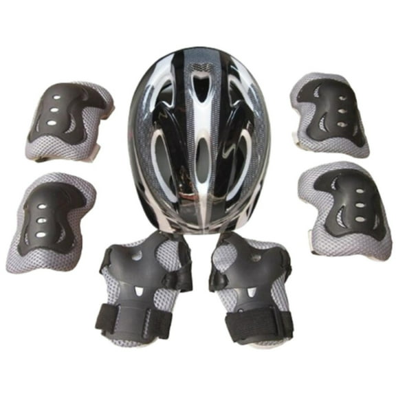 Kids Protective Gear Set - 2 Knee Pads + 2 Elbow Pads + 2 Wrist Guards + 1 Helmet - for Skateboard Scooter Bike Cycling Skiting, for Boys Girls Ages 3-9, Kids Helmet and Pads Set, Sport Gear, Black
