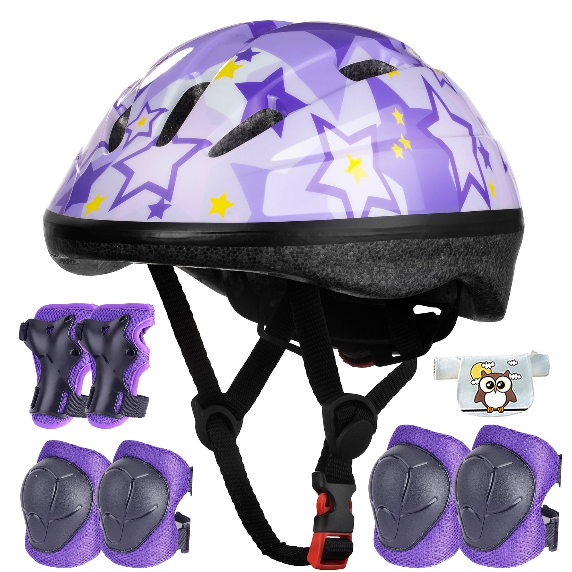 Kids Protective Gear Set - 7PCS Outdoor Sport Skating Cycling Knee Pads Elbow Pads Wrist Guards Safety Pads and Youth Skateboard Helmet For Girls/Boys Adjustable Child Cycling Helmet