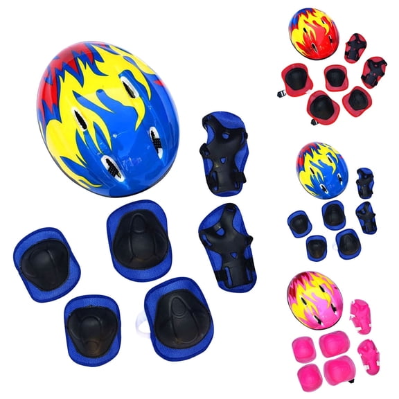 Kids Protective Gear Set, Children's Helmet with Knee Pads, Elbow Pads, Wrist Guards for Skateboarding, Roller Skating, Cycling, Multi-Sport Safety Equipment for Toddlers Boys Girls (7Pcs/Set)