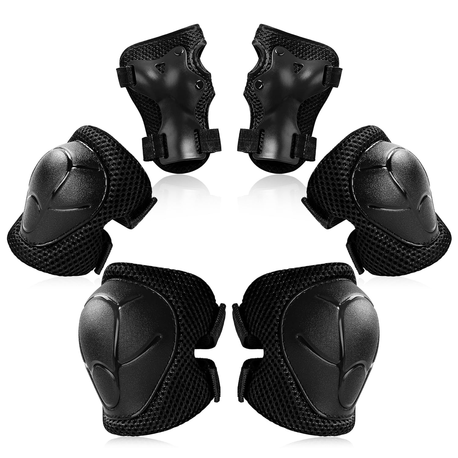 Kids Protective Gear Set, Knee Pads for Kids 2-8 Years Toddler, Knee and Elbow Pads with Wrist Guards for Skating Cycling Bike, Black