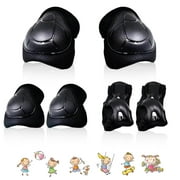 Kids Protective Gear Set Knee Pads for Kids 3-14 Years Toddler Knee and Elbow Pads with Wrist Guards 3 in 1 for Skating Cycling Bike Rollerblading Scooter-BLACK