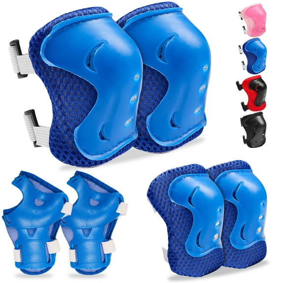Kids Protective Gear Set Knee Pads for Kids 3-14 Years Toddler Knee and Elbow Pads with Wrist Guards 3 in 1 for Skating Cycling Bike Rollerblading Scooter- Blue