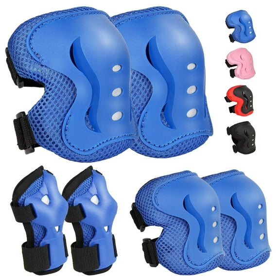 Kids Protective Gear Set Knee Pads for Kids 3-14 Years Toddler Knee and Elbow Pads with Wrist Guards 3 in 1 for Skating Cycling Bike Rollerblading Scooter- Blue