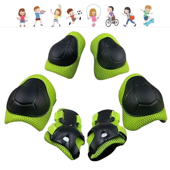 Somnr 3-in-1 Kids Knee/Elbow/Wrist Guards (3-8Y) for Skate/Bike/Scooter/Rollerblading-Green