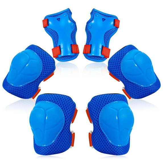 Kids Protective Gear Set, Knee Pads for Kids 3-8 Years Toddler, Knee and Elbow Pads with Wrist Guards for Skating Cycling Bike, Bluered