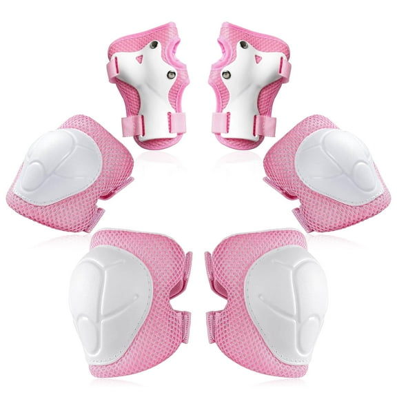 Kids Protective Gear Set, Knee Pads for Kids 3-8 Years Toddler, Knee and Elbow Pads with Wrist Guards for Skating Cycling Bike, Pink