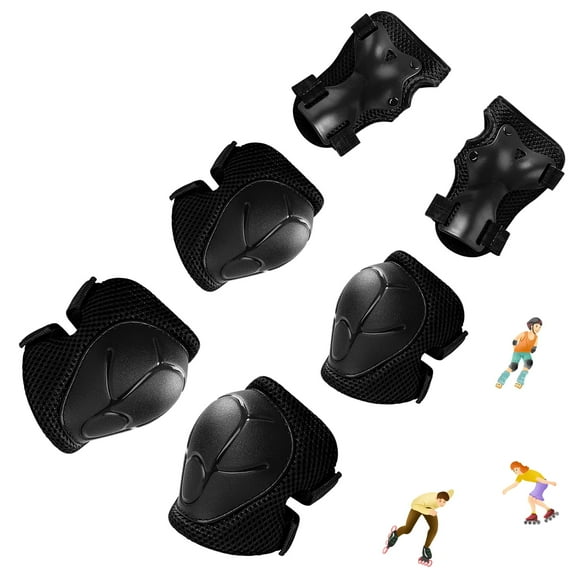 Kids Protective Gear for 3-8 Years Toddlers, Knee Elbow Pads with Wrist 3 in 1 Sports Gear Set for Bike, Cycling, Skateboard, Black