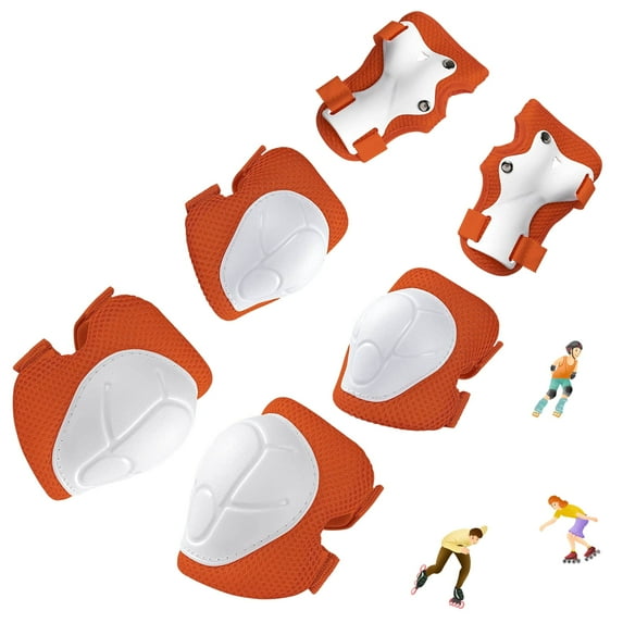 Kids Protective Gear for 3-8 Years Toddlers, Knee Elbow Pads with Wrist 3 in 1 Sports Gear Set for Bike, Cycling, Skateboard, Orange