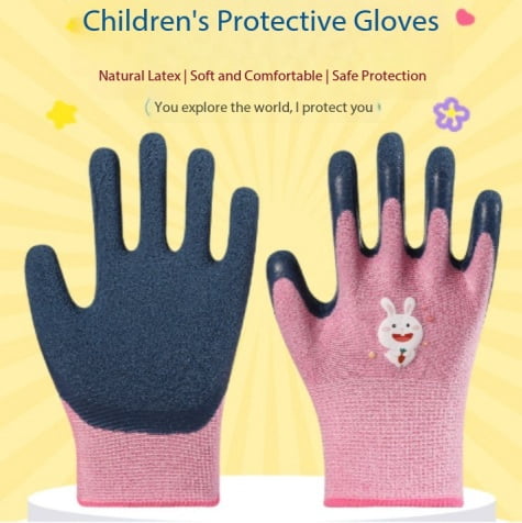 Kids' Protective Gloves - 4 Pairs of Non-Slip, Wear-Resistant, Puncture-Resistant Latex Gloves for Ages 3-5 - Ideal for Outdoor Sports, Gardening, and Family Activities