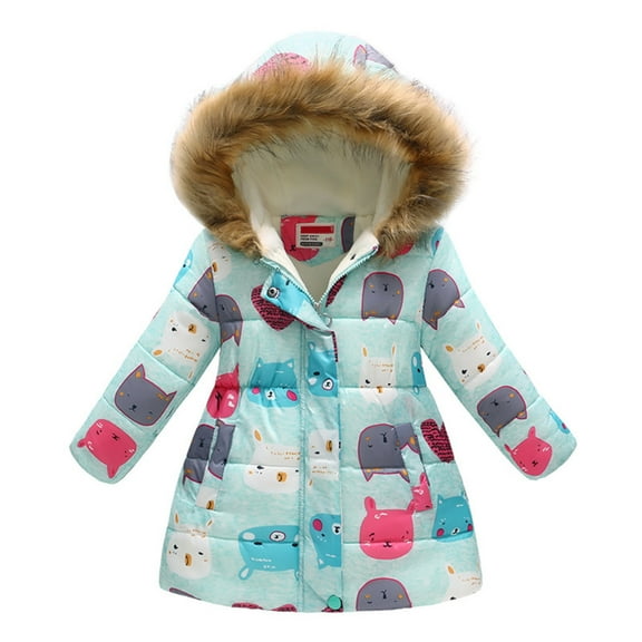 Kids Puffer Coat Girl Winter Coat with Pocket Zipper Winter Hoodies Coat Long Sleeve Windproof Winter Thicken Coat for Girls 8-9 Years