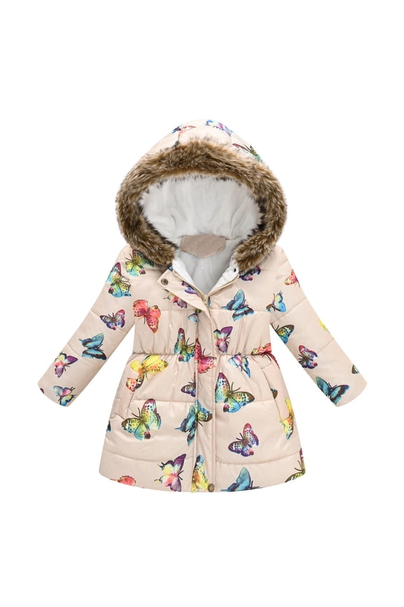 Kids Puffer Coat Girls Winter Coat With Pocket Zip up Hooded Coat Warm Windproof Fashion Kids Winter Clothes for Girls 4-5 Years