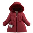 thumbnail image 1 of Kids Puffer Coat Kids Winter Coat with Pocket Zipper Winter Hoodies Coat Solid Color Long Sleeve Girls Winter Jacket for Kids 18-24 Months, 1 of 9