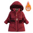 thumbnail image 1 of Kids Puffer Coat Kids Winter Coat with Pocket Zipper Winter Hoodies Coat Windproof Warm Child Down Jacket for Little Girls 6-7 Years, 1 of 9