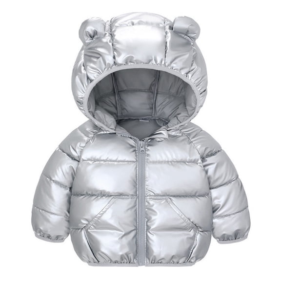 Kids Puffer Coat – Warm Quilted Winter Jacket with Bear Ear Hood for Boys & Girls