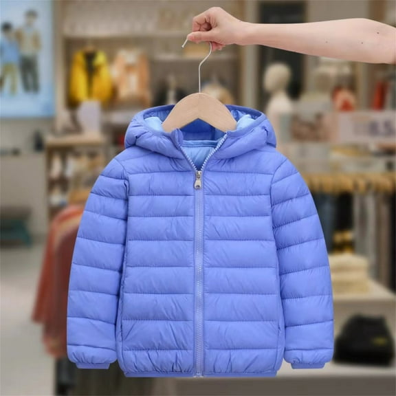Kids Puffer Coat Winter Coats for Boys with Pocket Zip up Hooded Coat Warm and Windproof Toddler Puffer Jacket for Teen 3-4 Years