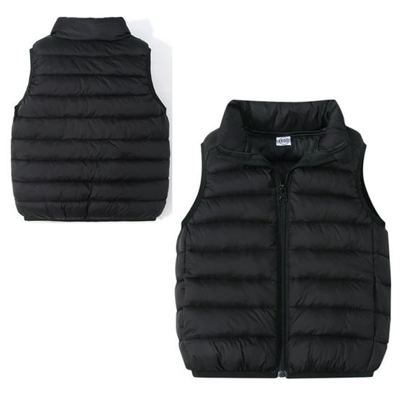 Kids Puffer Down Vest Kids Boys Girls Winter Vest Stand Collar Lightweight Zip Up Cute Vest Sleeveless Child Puffer Jacket 8-9 Years