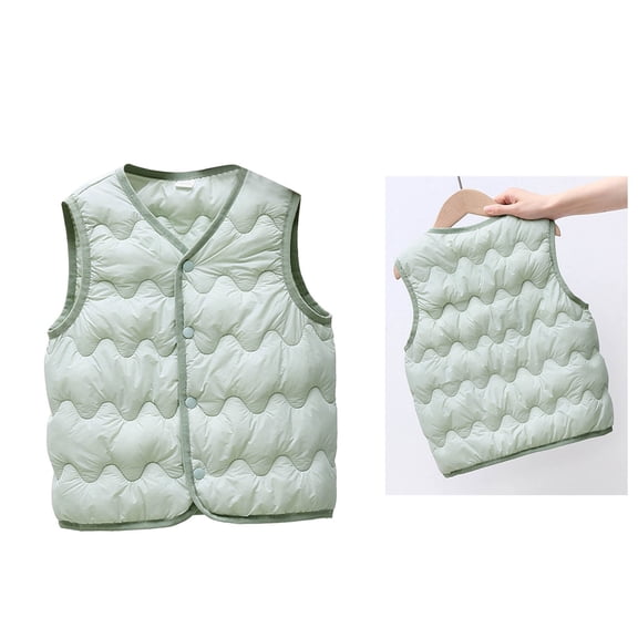 Kids Puffer Down Vest Kids Girls Winter Vest Light Weight Down Vest with Button Down Windproof Down Jacket Sleeveless Child Down Jacket 6-7 Years