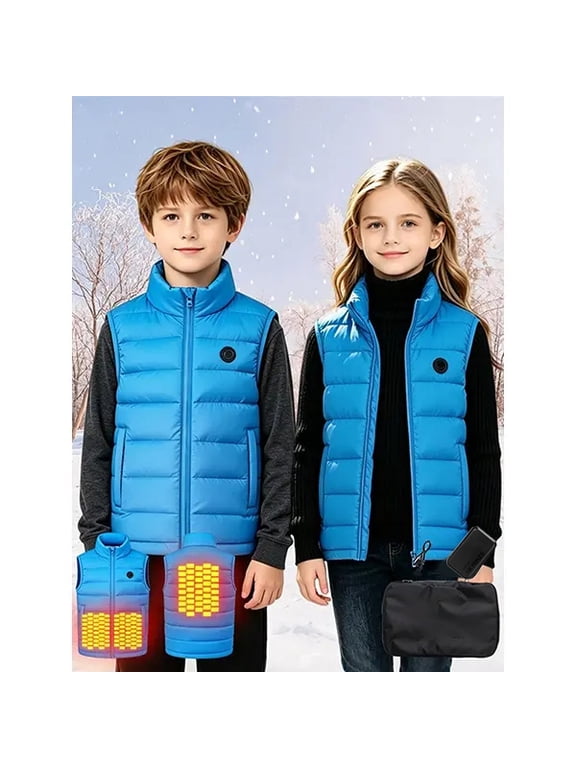 Kids' Puffer Heated Vest, Electric Heating Vest for Kids with 5V Battery Pack