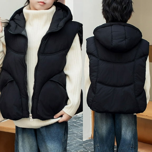 Kids Puffer Jacket Black Jackets Sleeveless Quilted Vest Compression Vest for Kids Winter Clothes for Girls 5-6 Years