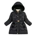 thumbnail image 1 of Kids Puffer Jacket Girls Winter Coat with Pocket Zip up Hooded Coat Solid Color Long Sleeve Outerwear Coats for Toddler 140-XL, 1 of 5