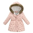thumbnail image 1 of Kids Puffer Jacket Toddler Girl Winter Coat With Pocket Zipper Hooded Coat Solid Color Long Sleeve Girls' Hooded Winter Coat for Toddler 2-3 Years, 1 of 3